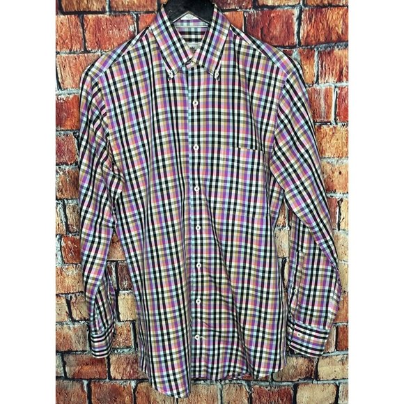Peter Millar Men’s Long Sleeve Button Front Small Cotton Multicolor Plaid Shirt - Picture 2 of 4
